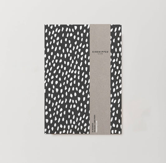 White on Black Dashed Lined Blank Notebook